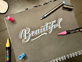 My image is a drawing or painting of the word beautiful and how it is something we akways strive for in a world that focuses a lot of aesthetics. n