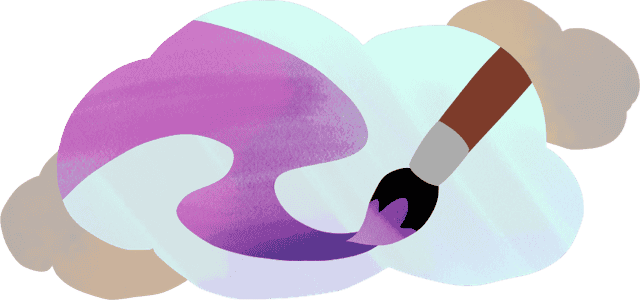 A paintbrush inside a cloud silhouette.