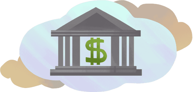 A bank inside a cloud silhouette.